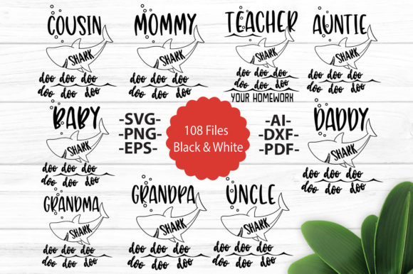 Shark Family Bundle: Graphics for Crafts