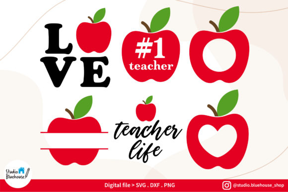 Teacher Apple SVG Bundle: Graphics for Crafts & Blogs