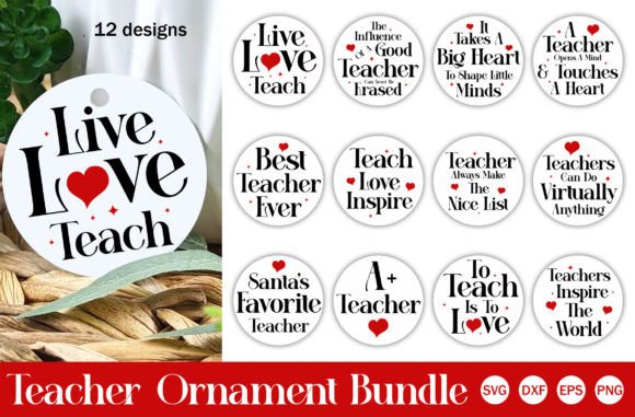 Teacher Ornament SVG Bundle: Graphics for Crafts